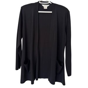 Exclusively Misook‎ Cardigan Black Acrylic Knit Long Sleeve Pockets Small